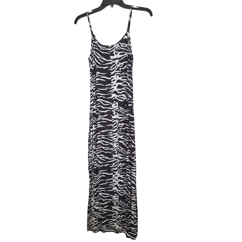 Melrose‎ Studio Womens Zebra Print Maxi Dress Black White Spaghetti Strap Small
